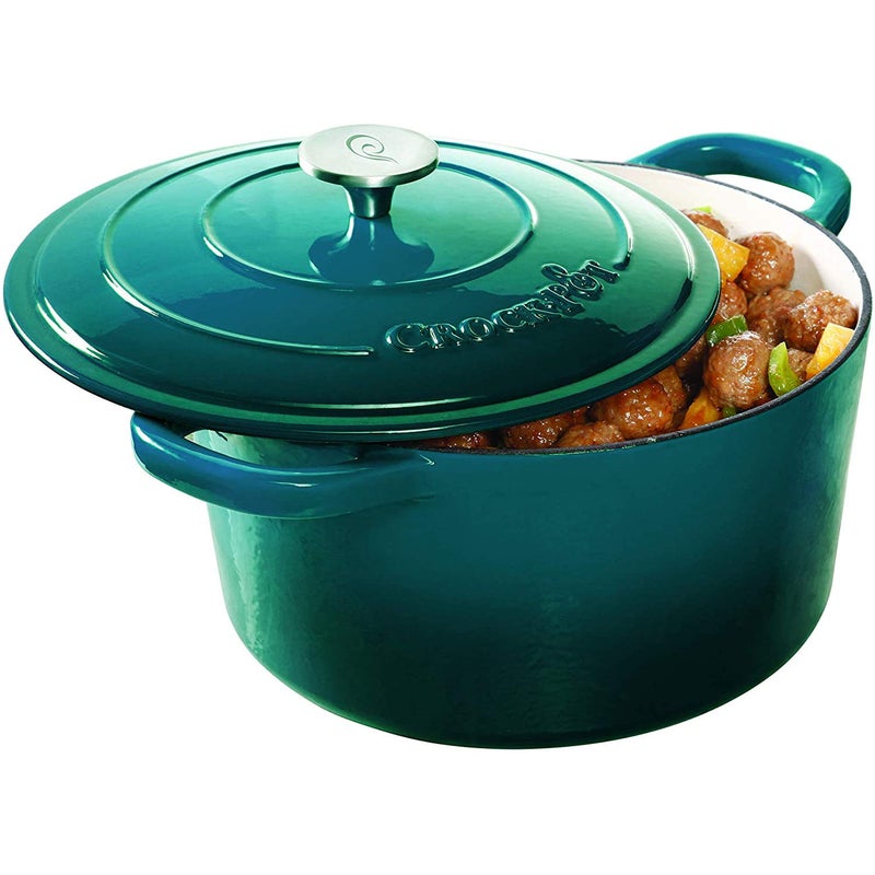 Crock-Pot Artisan 3-Quart Round Enameled Cast Iron Dutch Oven â€“ Gradient Teal, Durable Heavy-Duty Cookware for Slow Cooking, Roasting, Baking with Lid - Image 5